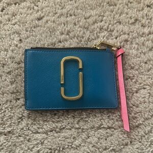 Marc Jacobs Blue Card Holder with Pink Accent